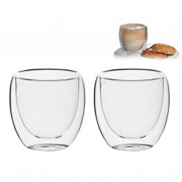 “רומא” זוג כוסות זכוכית עם דופן כפולה 260 מ”ל