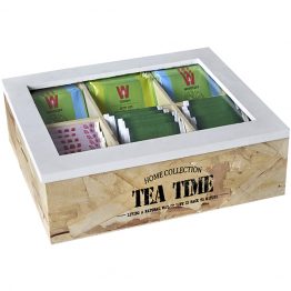 “TEA TIME” מארז עץ טבעי לתה 6 תאים